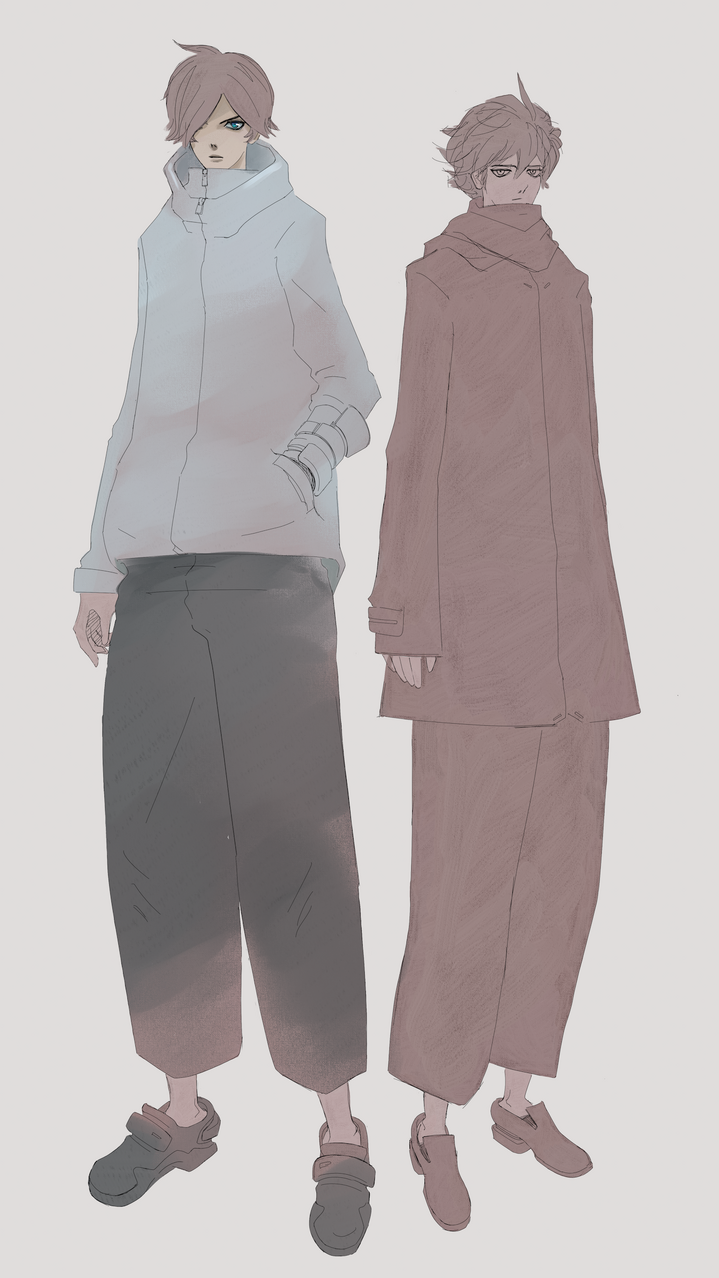 シロヌイとコカゲマル Illust of てっく sci-fi impasto 立ち絵 illustration original oc ninja design characterdesign スニーカー