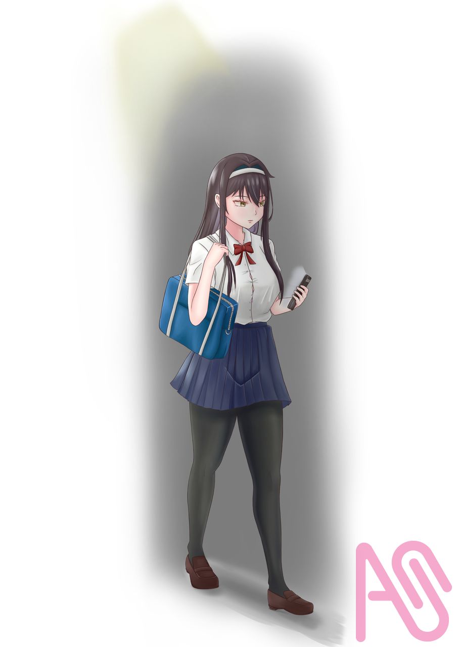 2025.9.24 歲 Illust of Ayane girl 原創角色 黑髮 高中生女孩 黑髮金眼