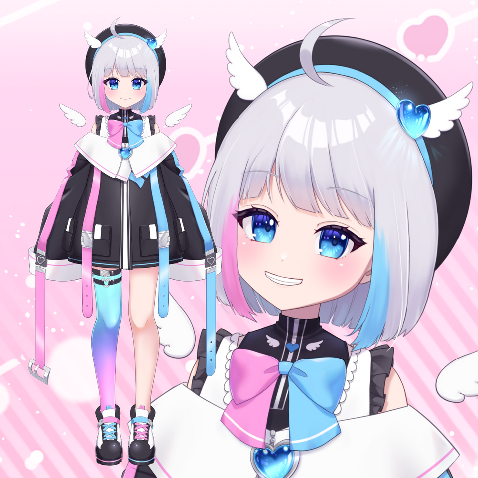 新モデル公開 Illust of 夢羽　結 girl illustration original oc kawaii colorful 透明感 white_hair virtual_YouTuber ゆめうゆい