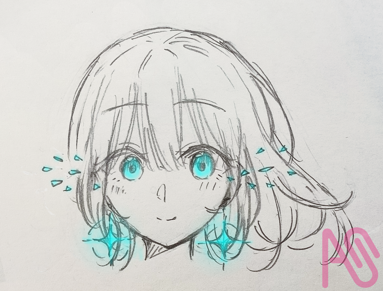 きらきら、ぴかっ Illust of Mona girl illustration doodle analog