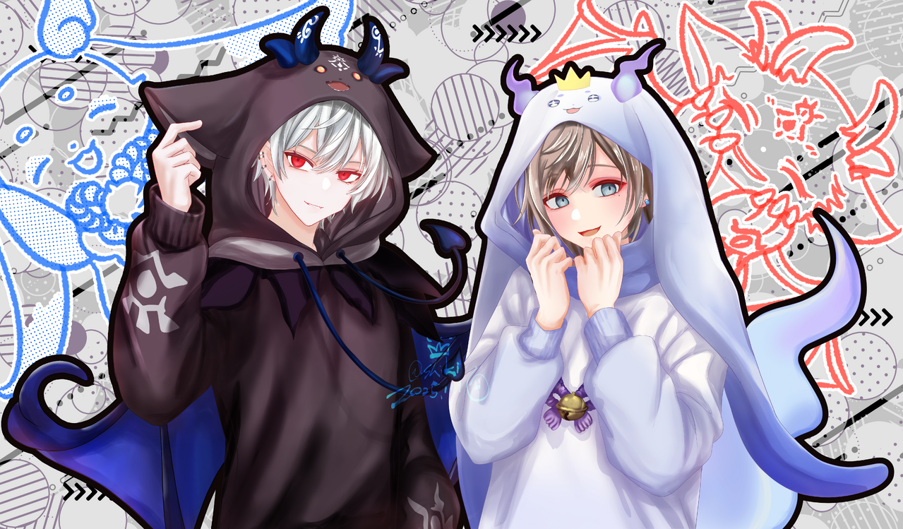 ChroNoiR＋でびるんるん Illust of Shiki fanfic doodle male boy virtual_YouTuber にじさんじ 葛葉 叶 ChroNoiR でびるんるん