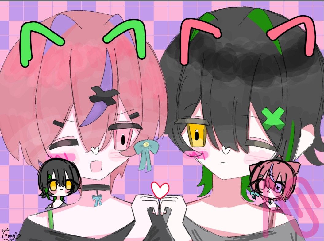 めんたときつね Illust of ฅ/ᐠ_ ꞈ _ᐟ\ฅ宇都っち（低浮上） maid oc kawaii よその子 2次創作 描かせてもらった めんちゃそアート 100枚目チャレンジ