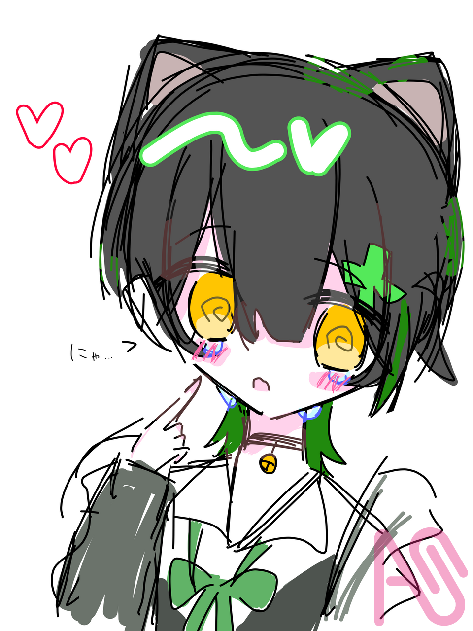 めんたときつね Illust of ฅ/ᐠ_ ꞈ _ᐟ\ฅ宇都っち（低浮上） maid oc kawaii よその子 2次創作 描かせてもらった めんちゃそアート 100枚目チャレンジ