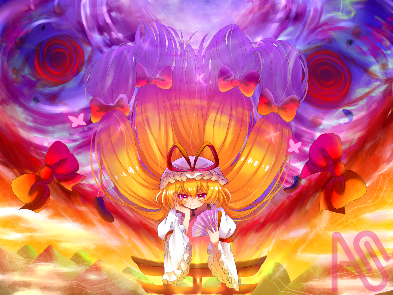 夜が降りてくる Illust of ちーず girl fanart Touhou_Project 八雲紫