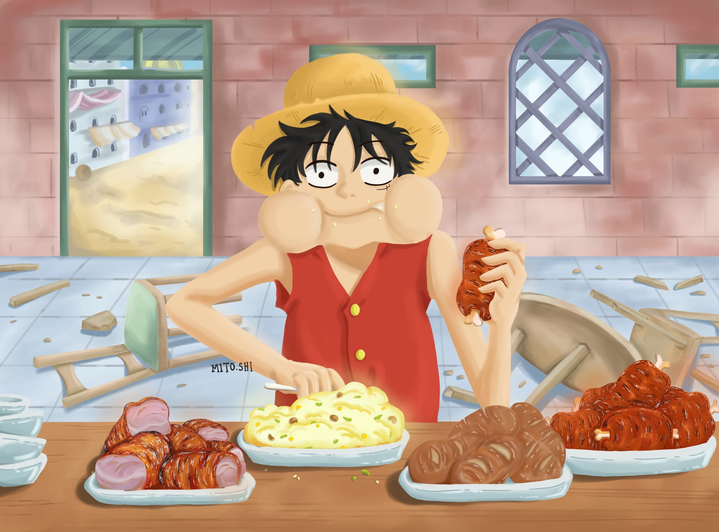 Luffy Eats Mito.Shi Illustrations ART street