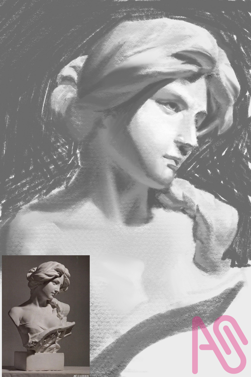 Sculpture studies Illust of monoinkl b&w studies sculpture